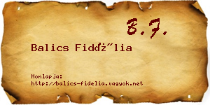 Balics Fidélia névjegykártya